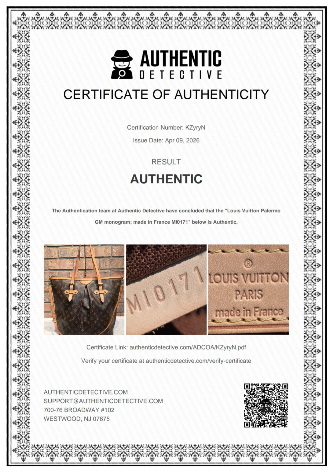 Authentic Louis Vuitton Palermo GM