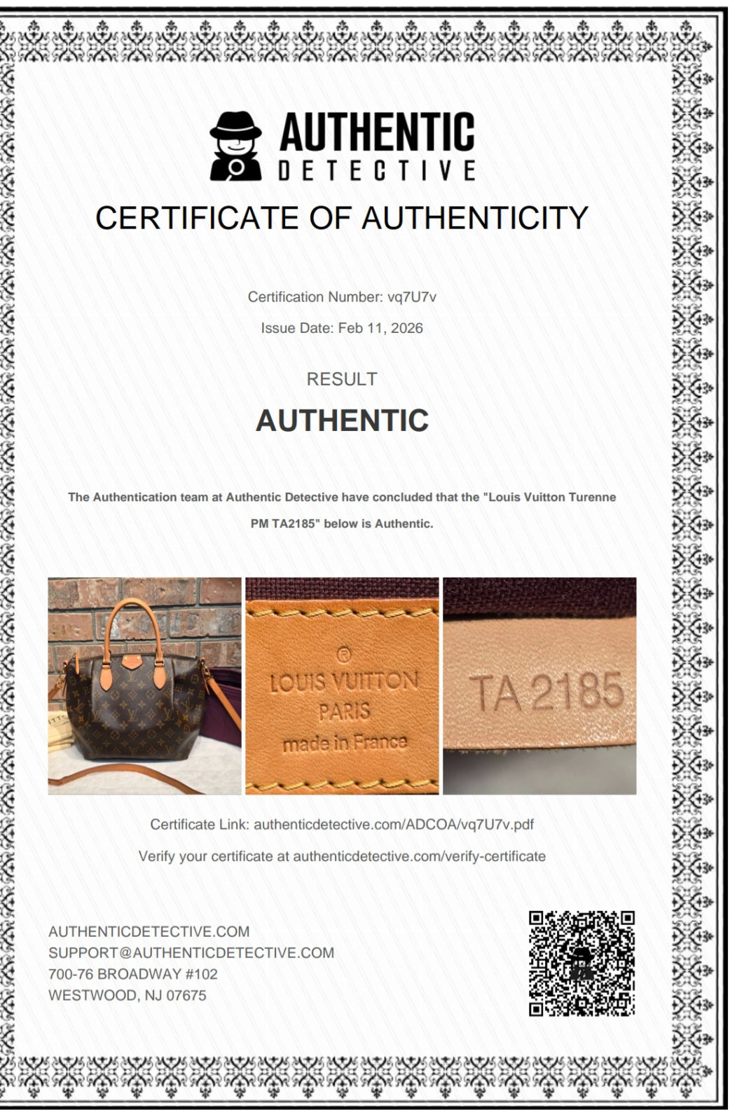 Authentic Louis Vuitton Turenne PM