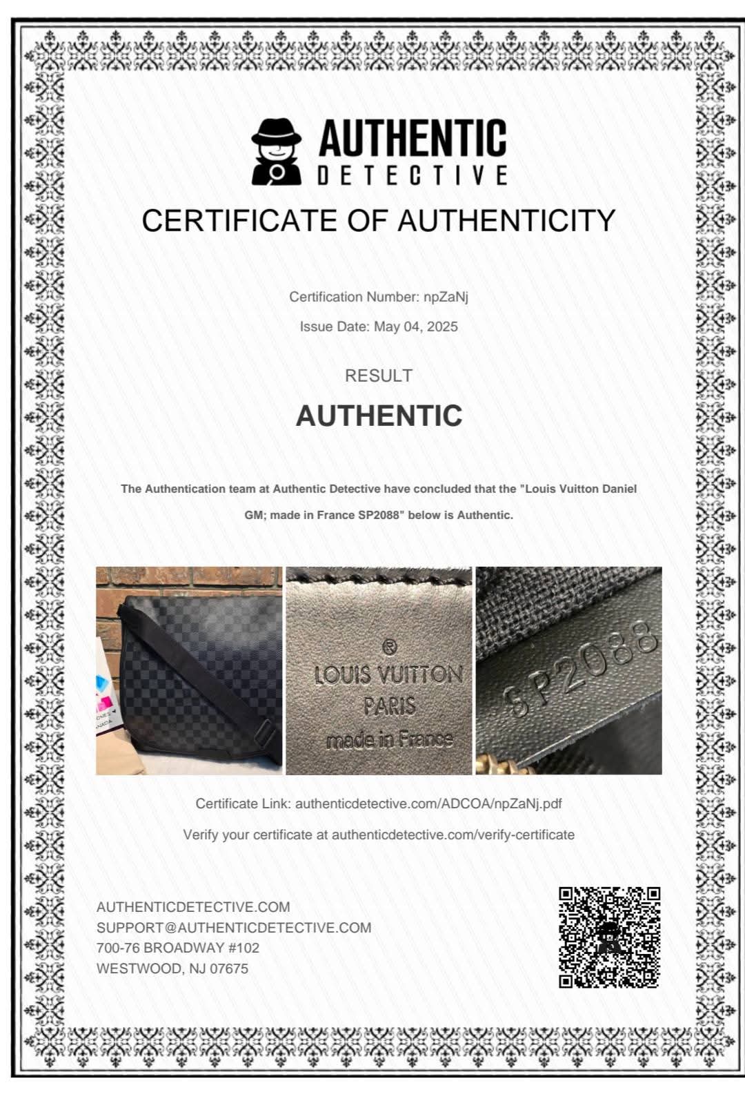 Authentic Louis Vuitton Daniel GM Damier Graphite