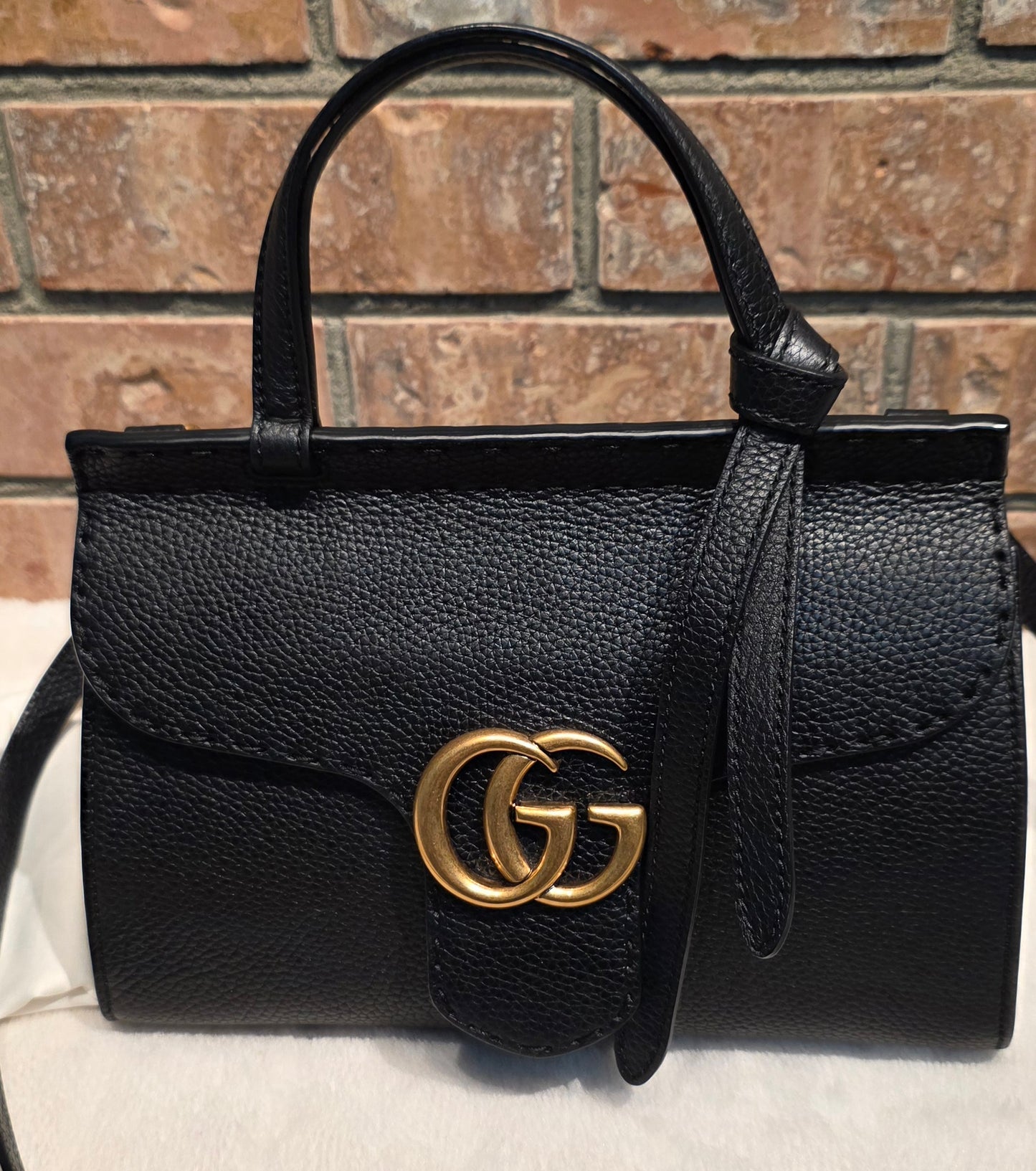 Authentic GG Marmont Top Handle Mini Black