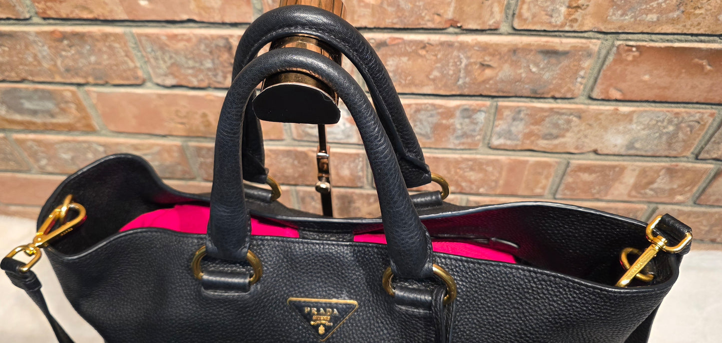 Authentic Prada Vitello Daino Leather Shopping Tote