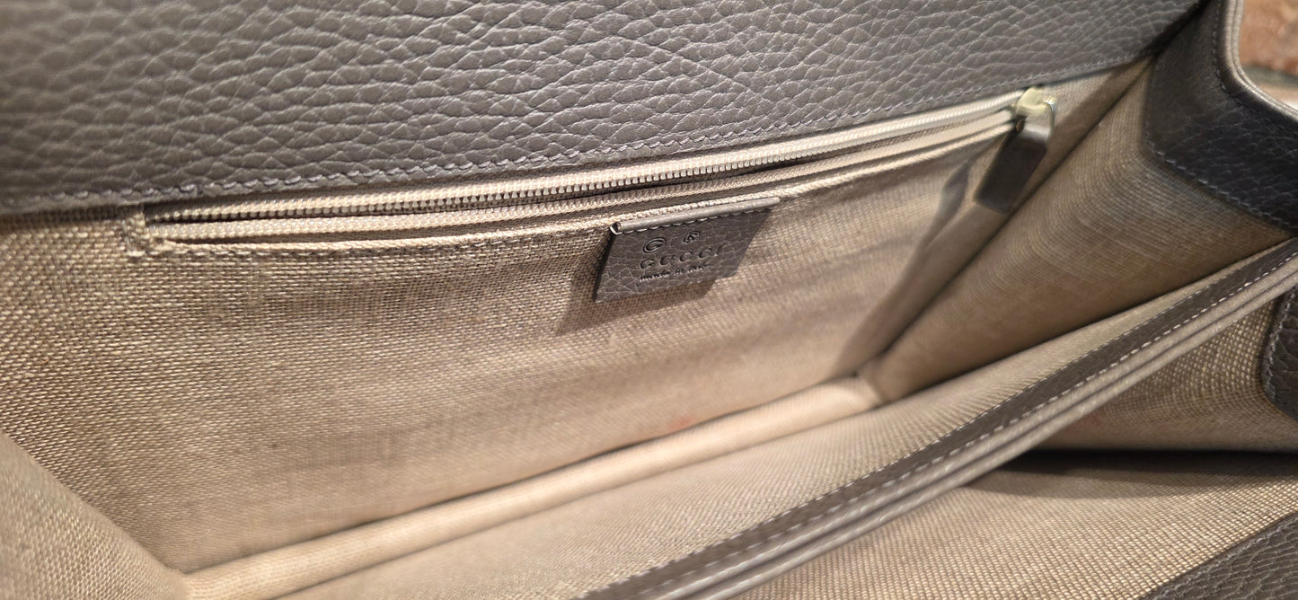 Authentic Gucci Interlocking GG Shoulder Bag in Gray