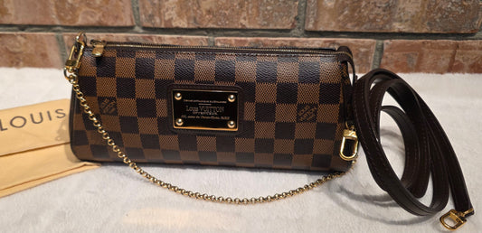 Authentic Louis Vuitton Eva Damier Ebene Crossbody