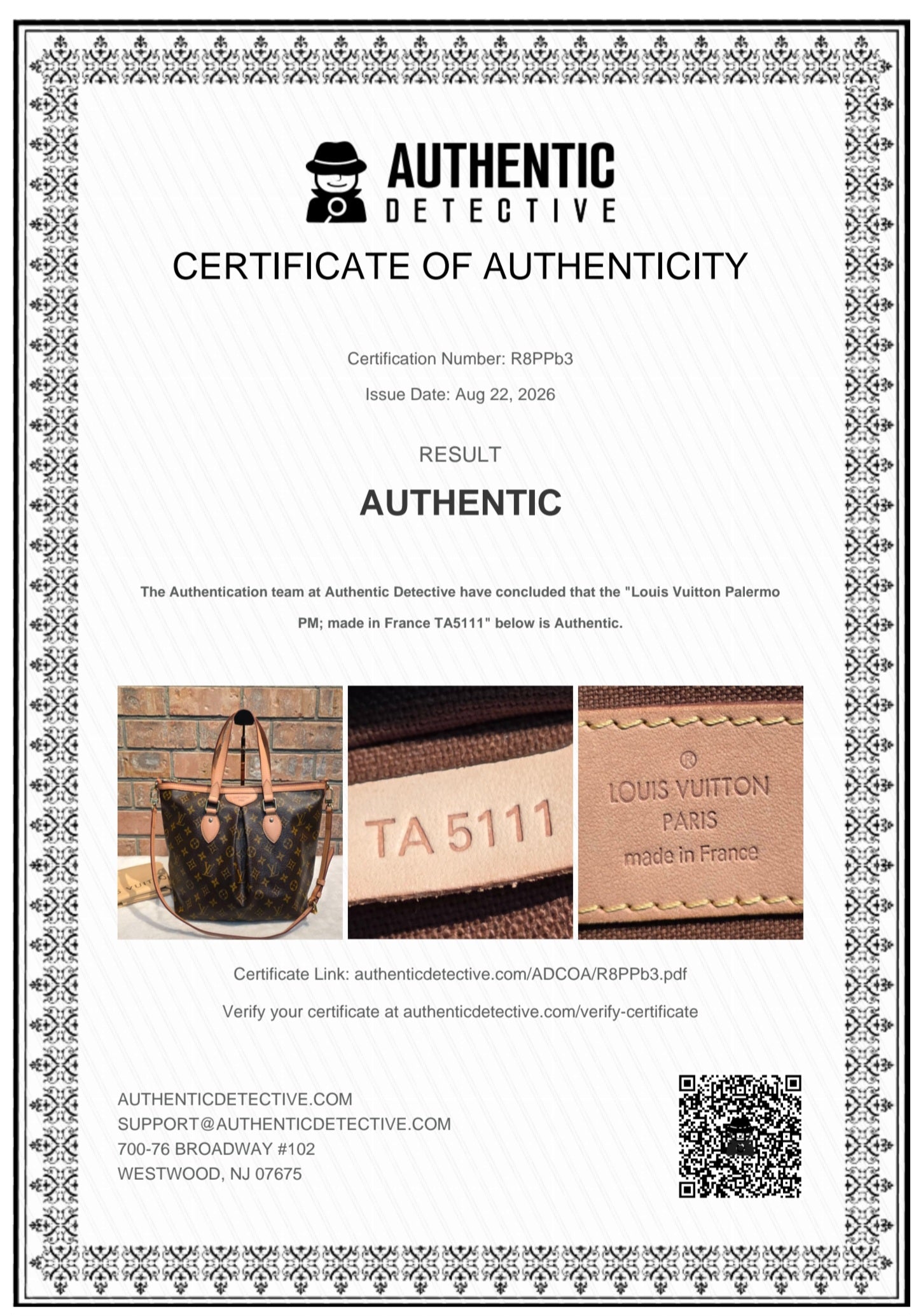 Authentic Louis Vuitton Palermo PM