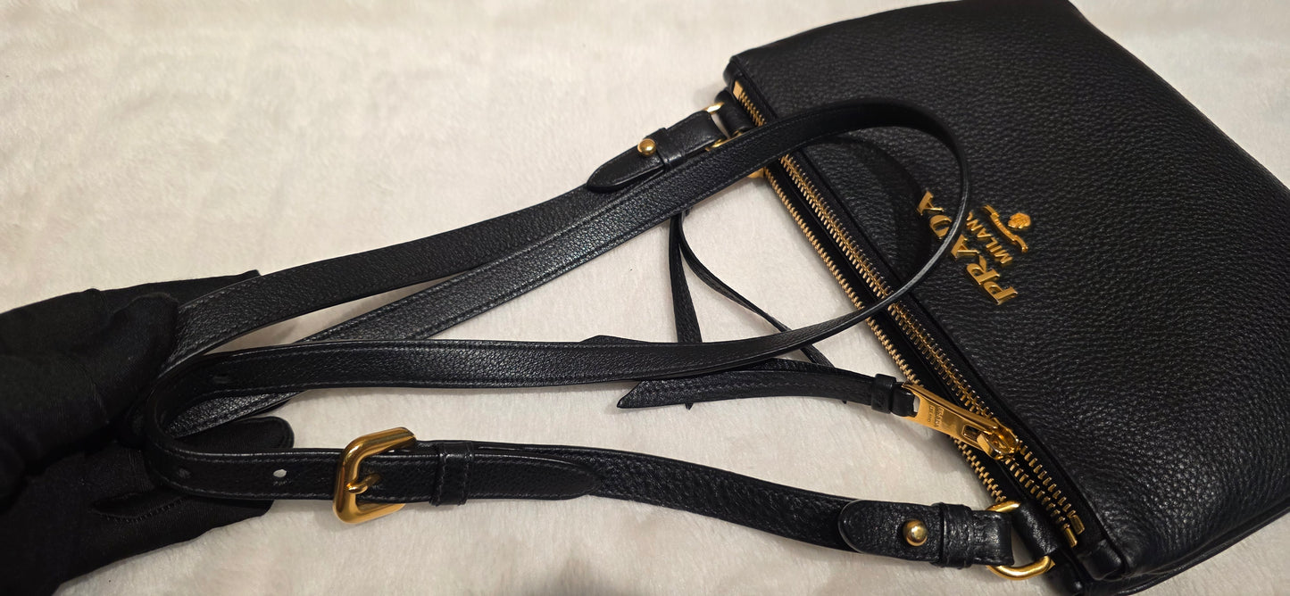 Authentic Prada Bandoliera Vitello Phenix Crossbody Bag