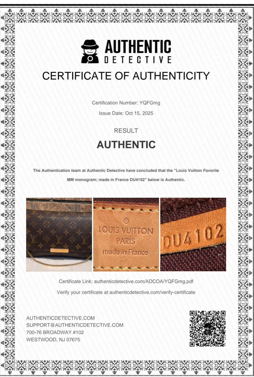 Authentic Louis Vuitton Favorite MM Monogram