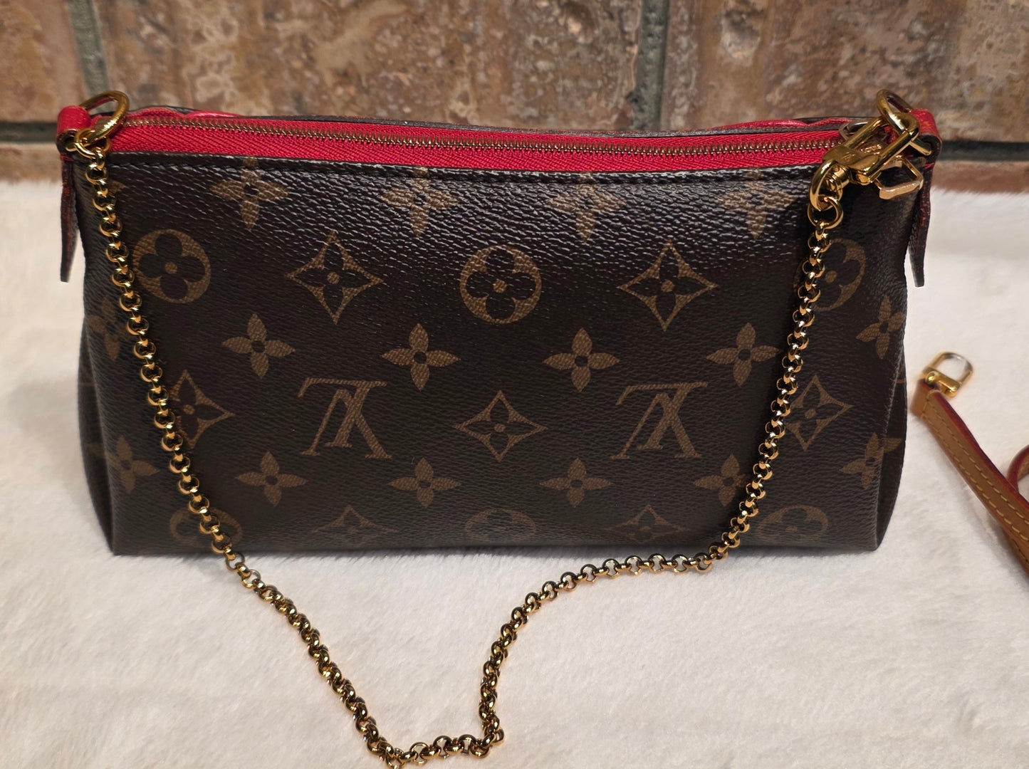 Authentic Louis Vuitton Pallas Clutch Red