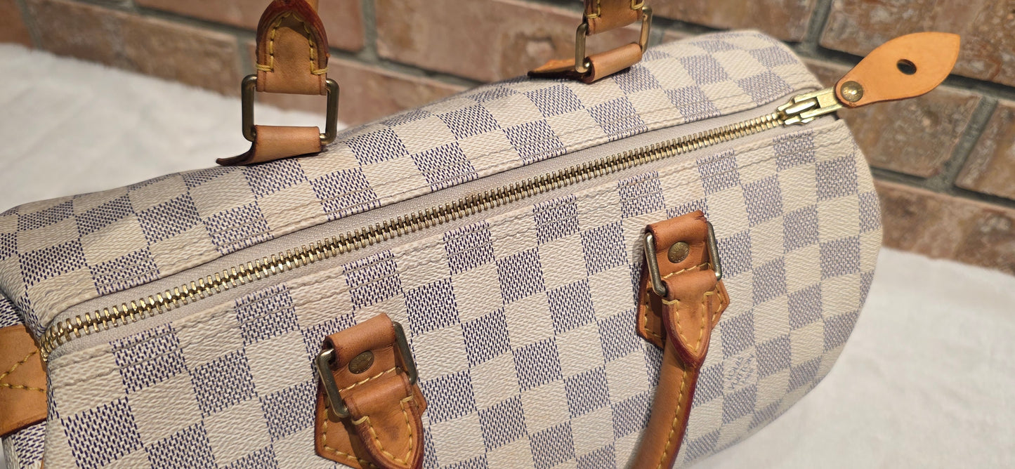 Authentic Louis Vuitton Speedy 30 Damier Azur