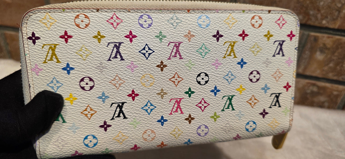 Authentic Louis Vuitton Multicolor White Zippy Wallet