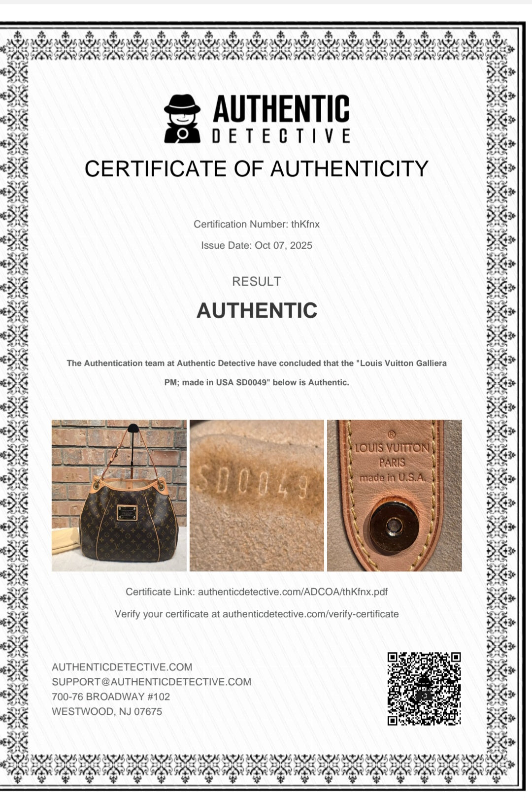 Authentic Louis Vuitton Galliera PM Monogram