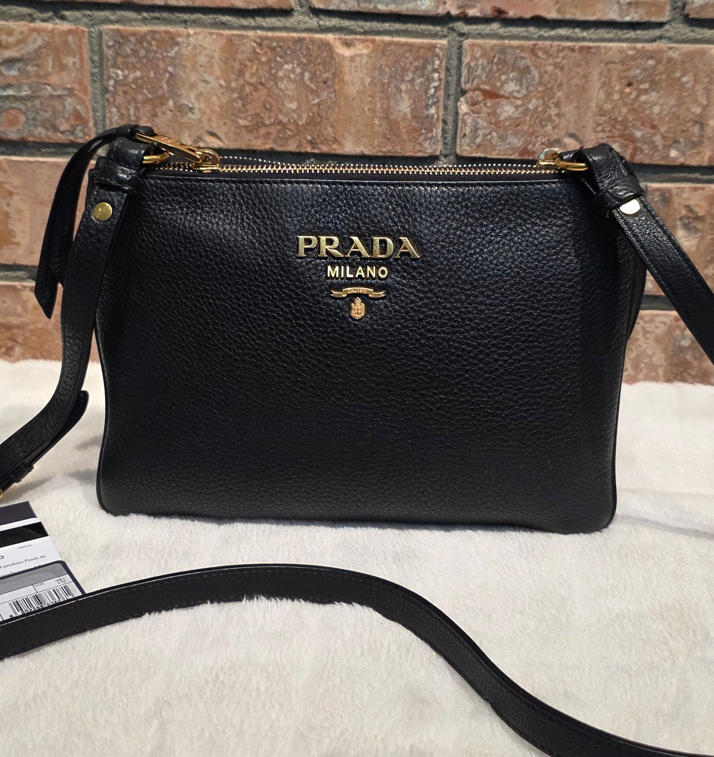 Authentic Prada Bandoliera Vitello Phenix Crossbody Bag