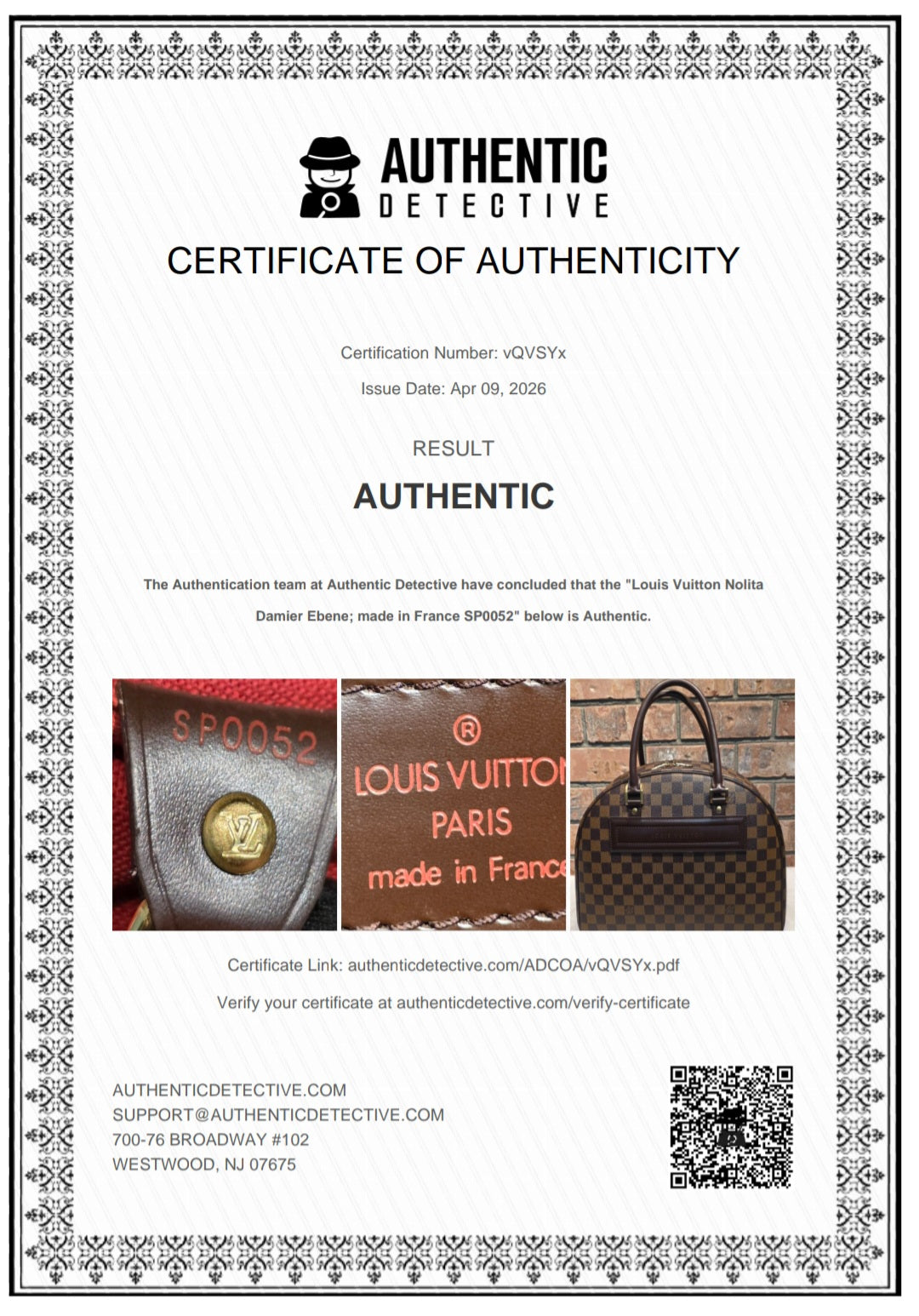 Authentic Louis Vuitton Nolita Damier Ebene