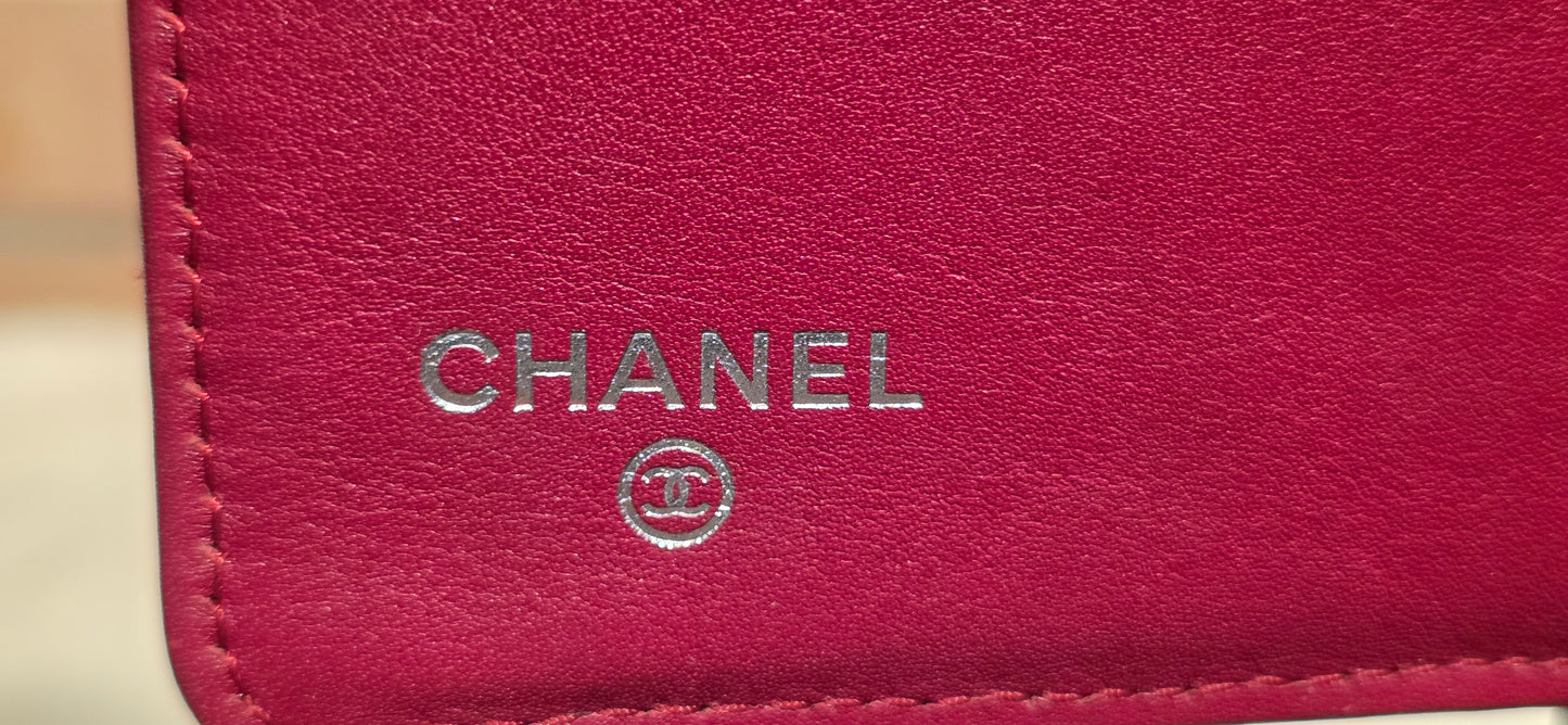 Authentic Chanel Quilted Caviar Long Flat Wallet - Silver Hardware