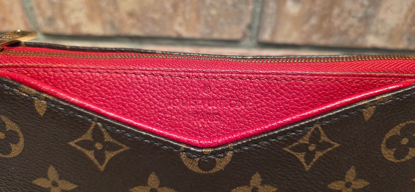Authentic Louis Vuitton Pallas Clutch Red