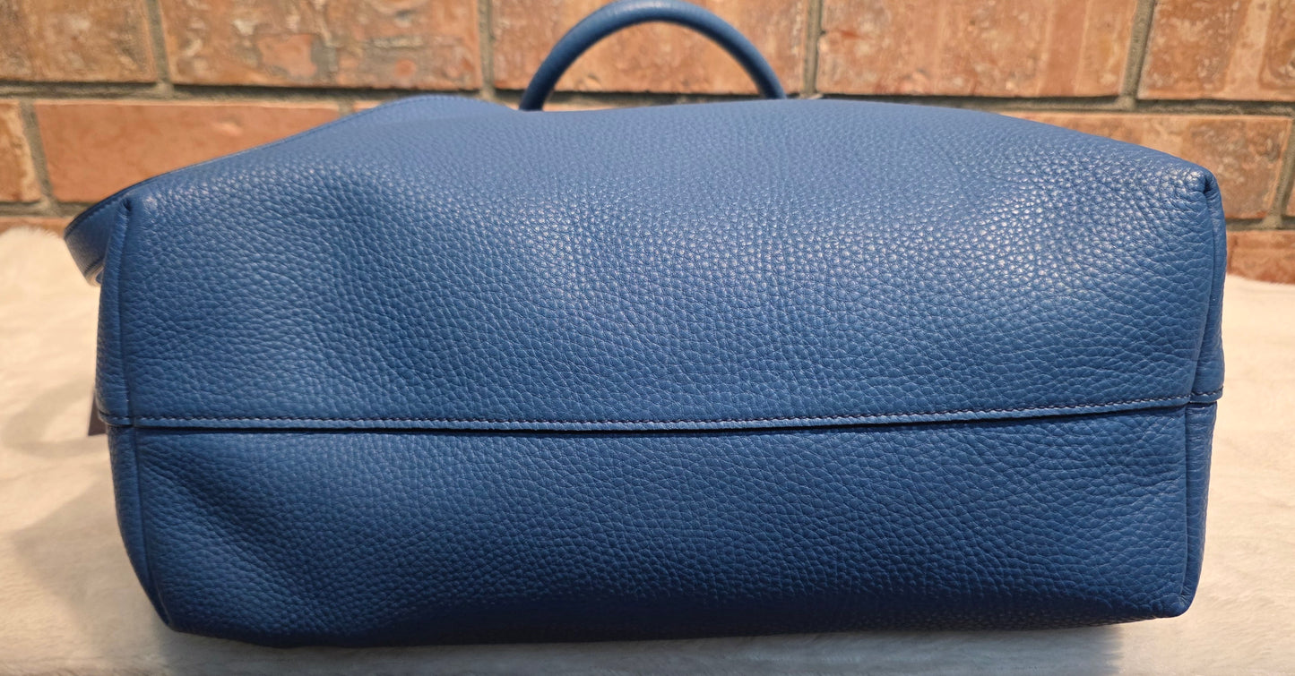 Authentic Prada Vitello Daino Leather Tote in Cobalt/Blue
