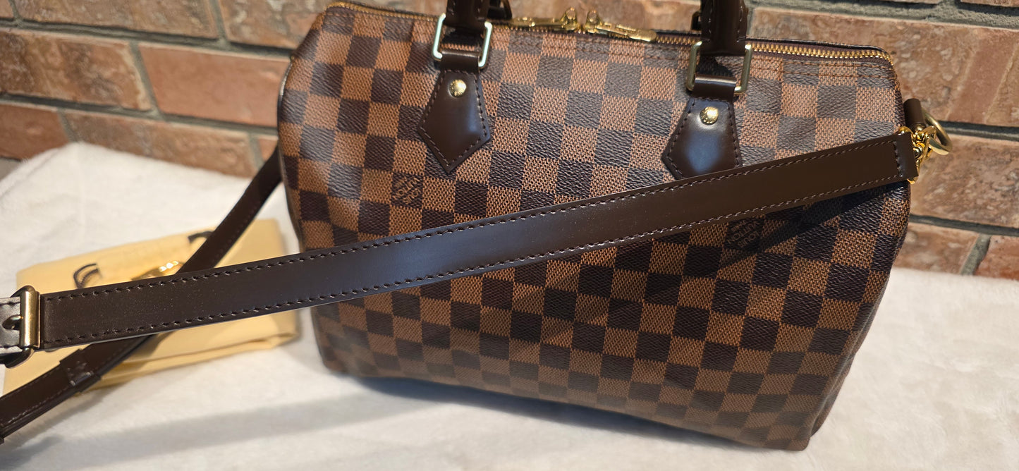 Authentic Louis Vuitton Speedy Bandouliere 30 Damier Ebene