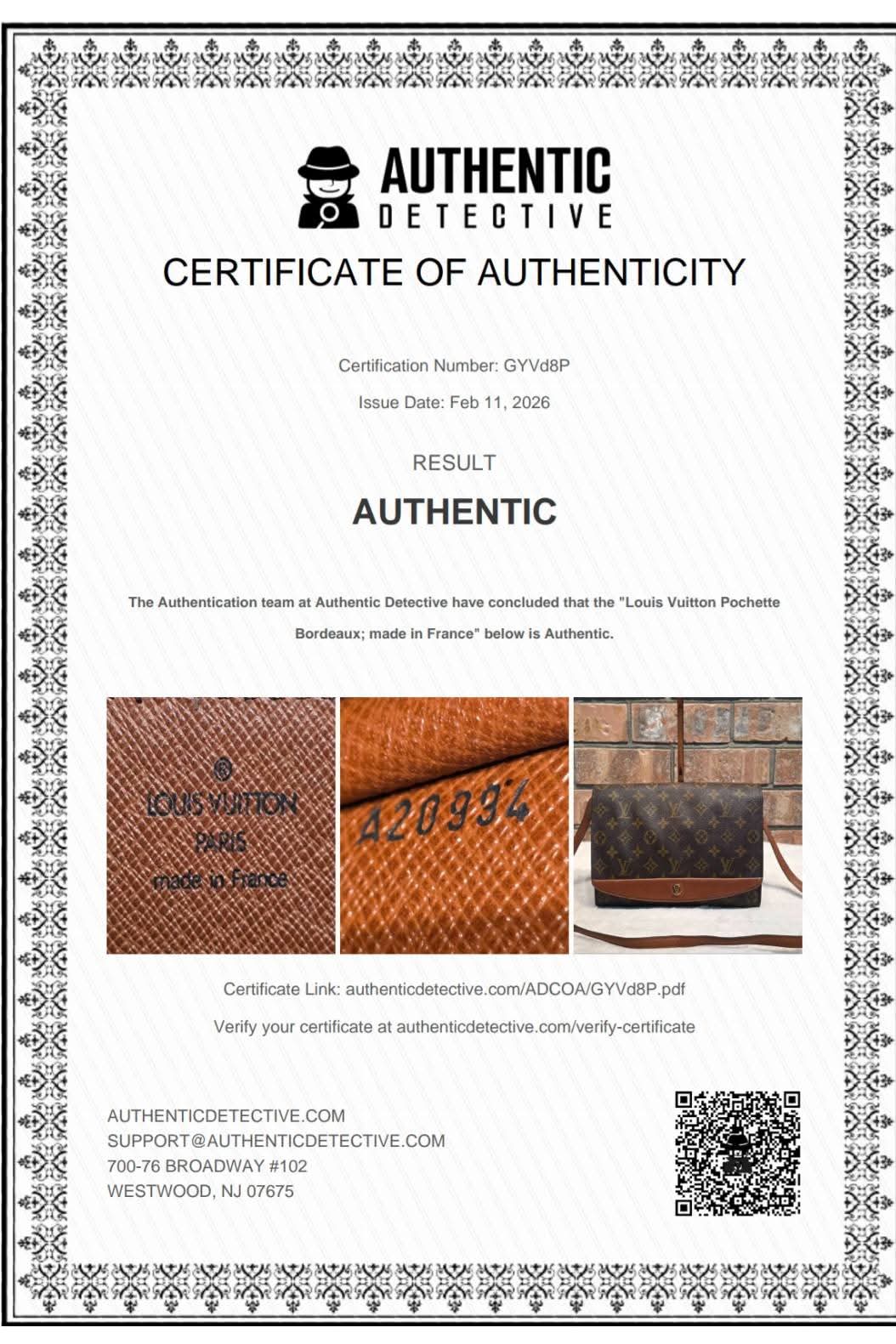 Authentic Louis Vuitton Pochette Bordeaux