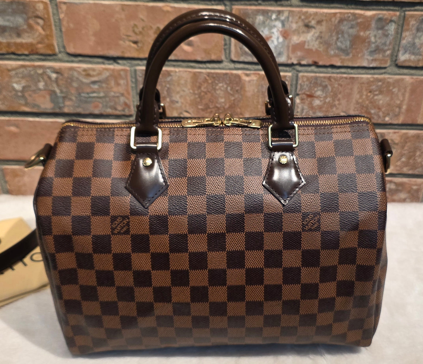 Authentic Louis Vuitton Speedy Bandouliere 30 Damier Ebene