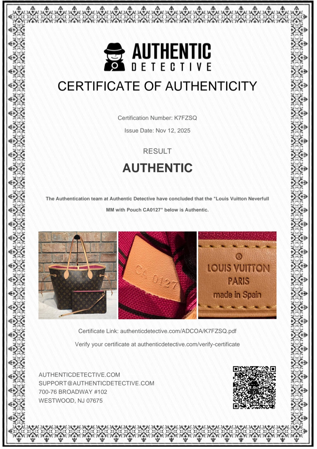 Authentic Louis Vuitton Pouch (Frm NF MM)