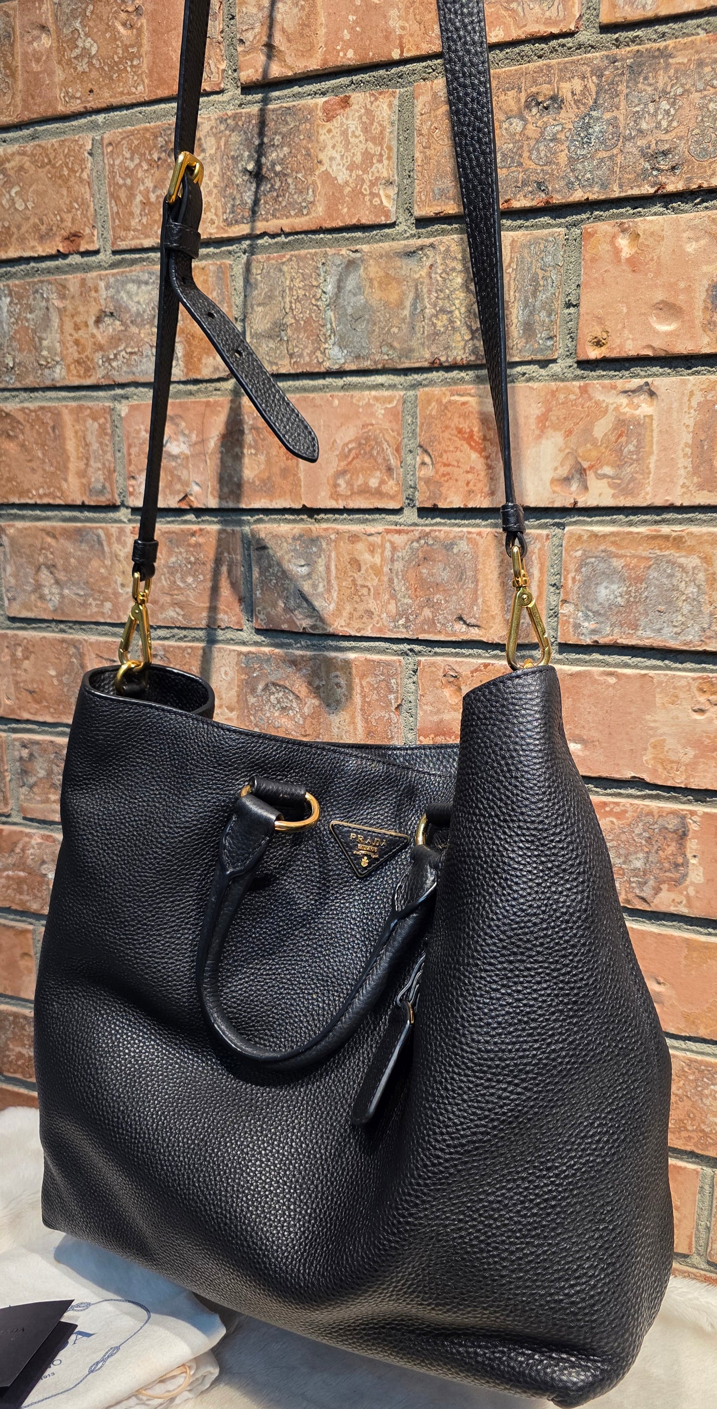 Authentic Prada Vitello Daino Leather Shopping Tote