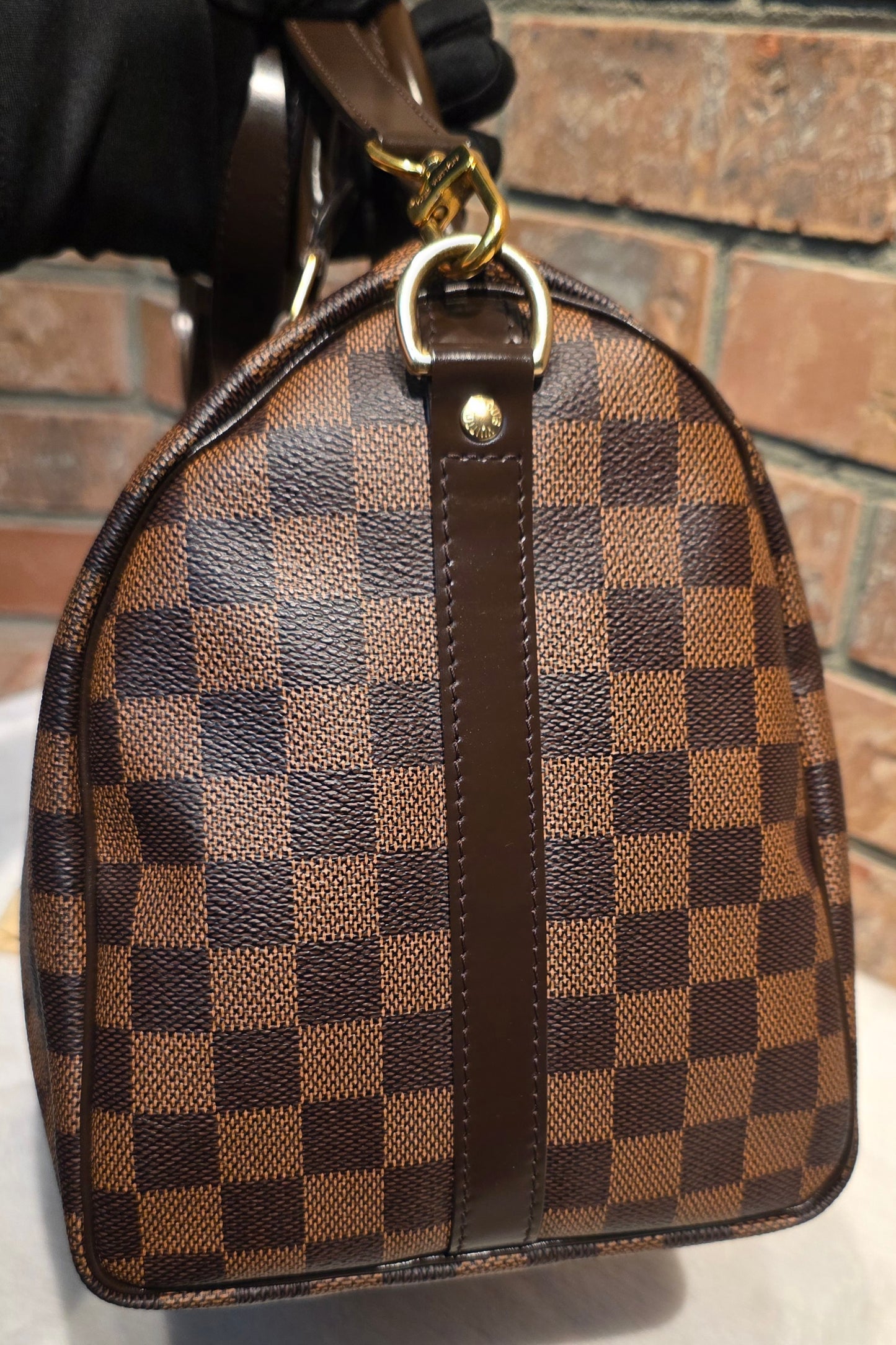 Authentic Louis Vuitton Speedy Bandouliere 30 Damier Ebene