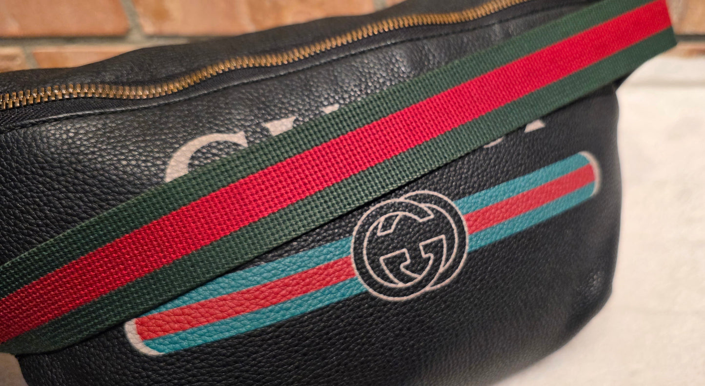 Authentic Gucci Logo Print Belt Bag - Large
