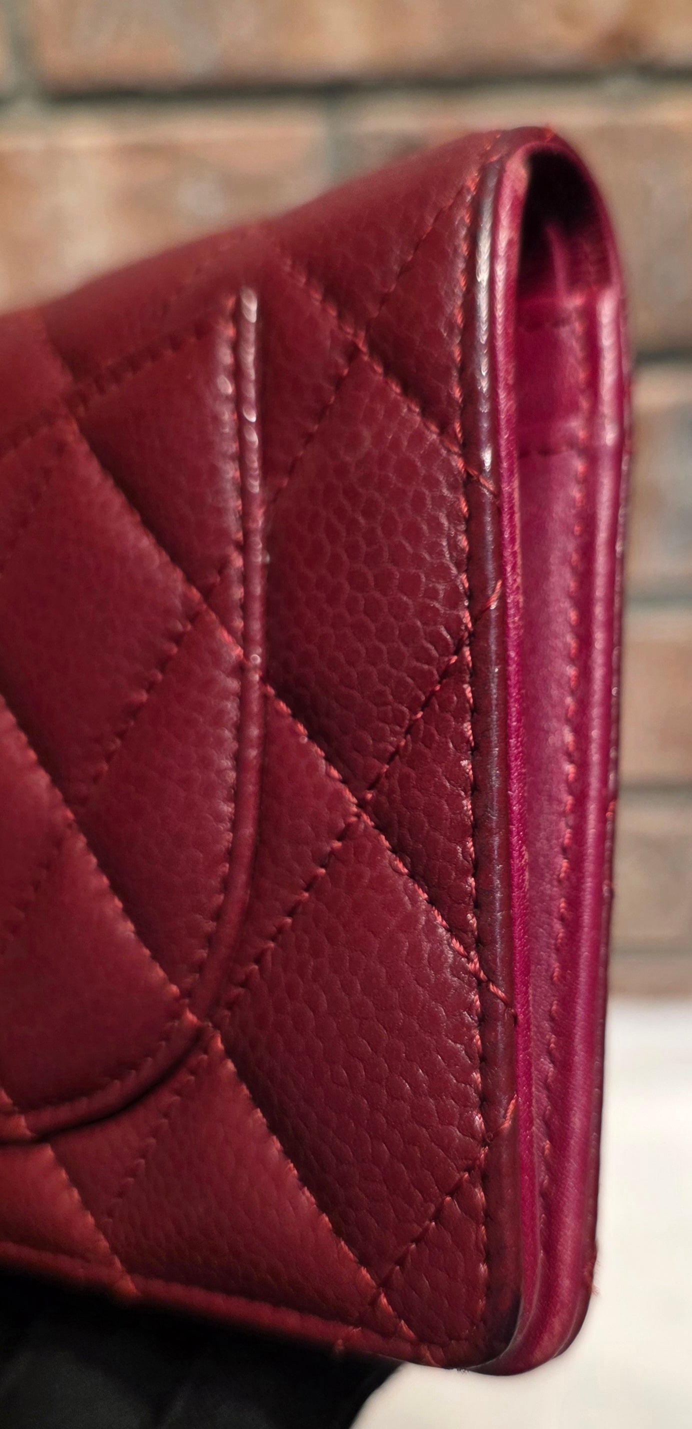 Authentic Chanel Quilted Caviar Long Flat Wallet - Silver Hardware