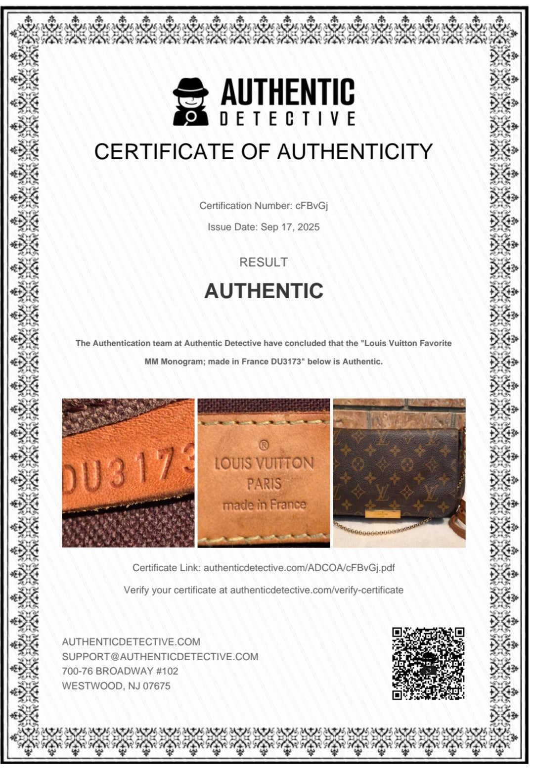 Authentic Louis Vuitton Favorite MM Monogram