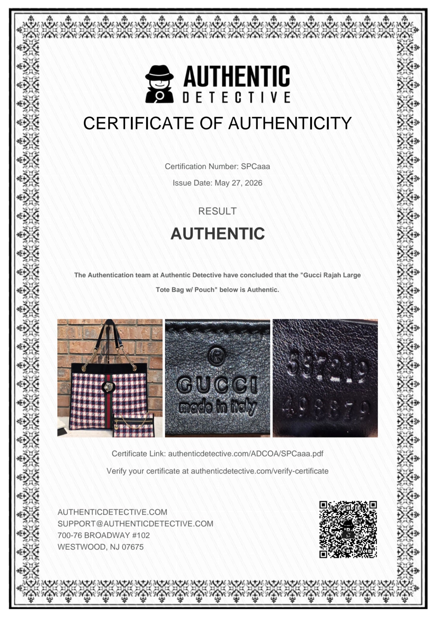 Authentic Gucci Rajah Large Tweed Tote