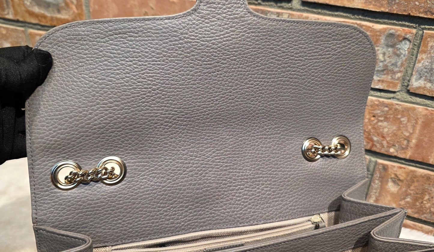 Authentic Gucci Interlocking GG Shoulder Bag in Gray