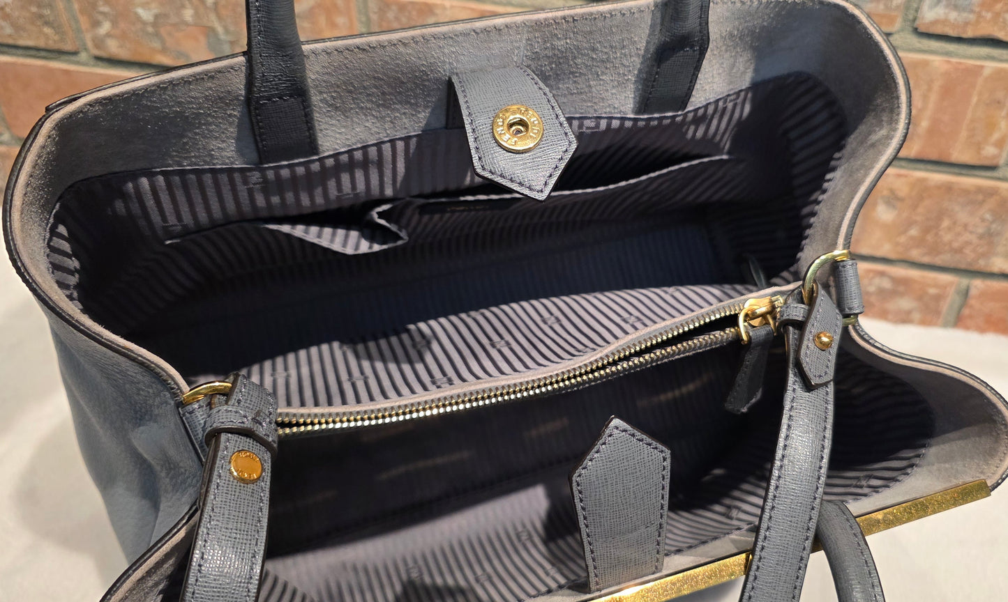 Authentic FENDI Saffiano Leather 2Jours Tote in Gray