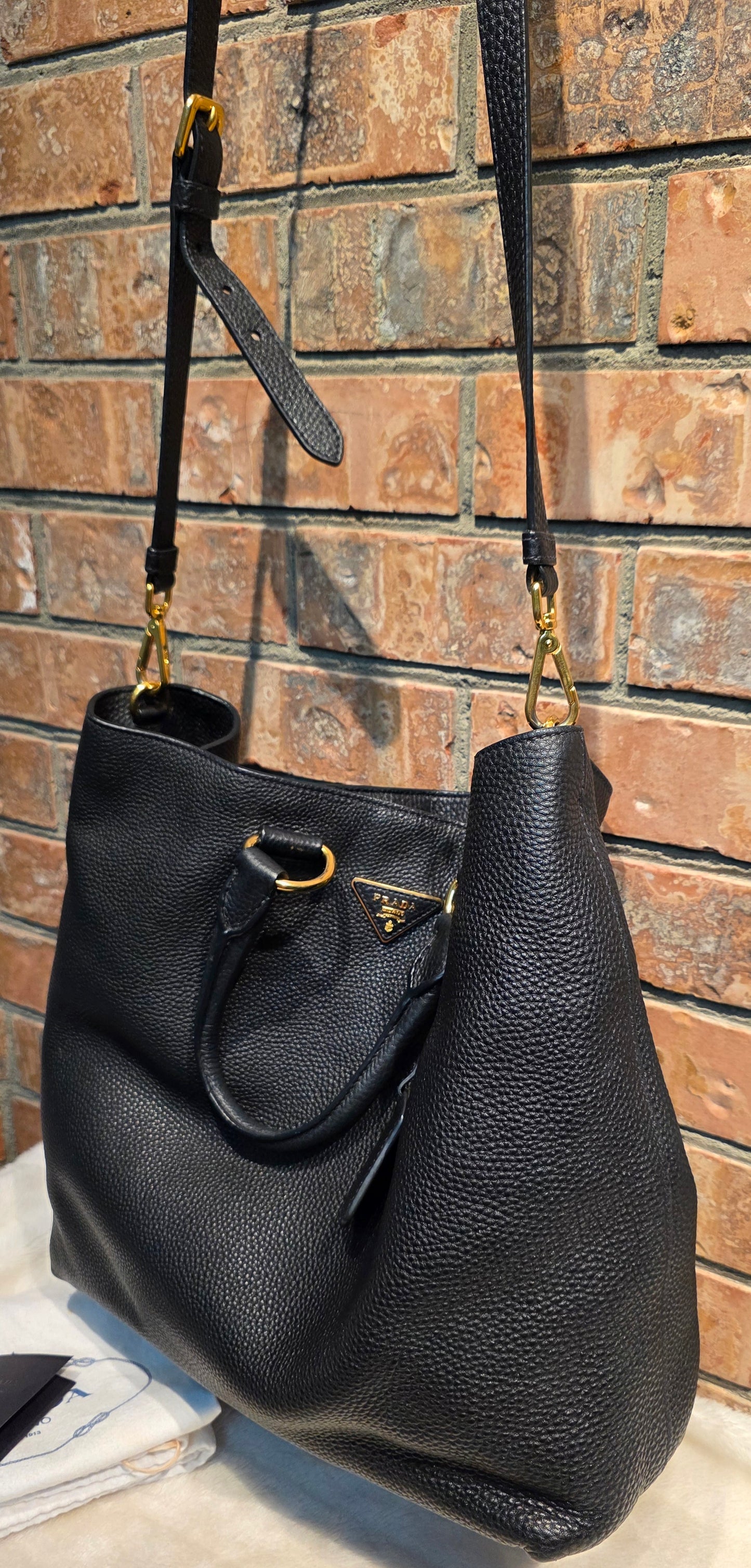 Authentic Prada Vitello Daino Leather Shopping Tote