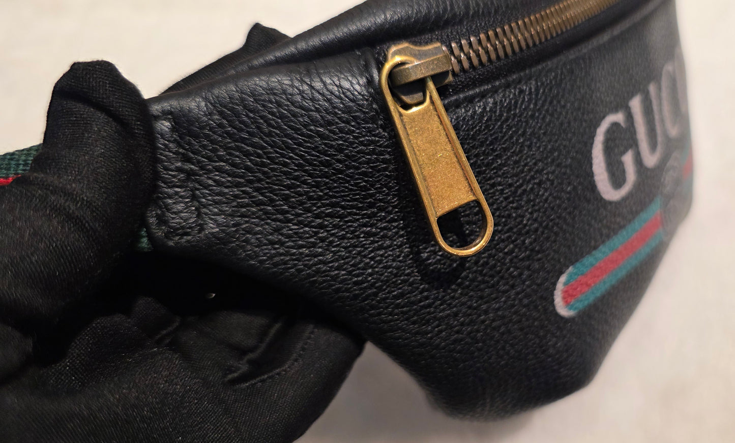 Authentic Gucci GG Logo Print Belt Bag - Small