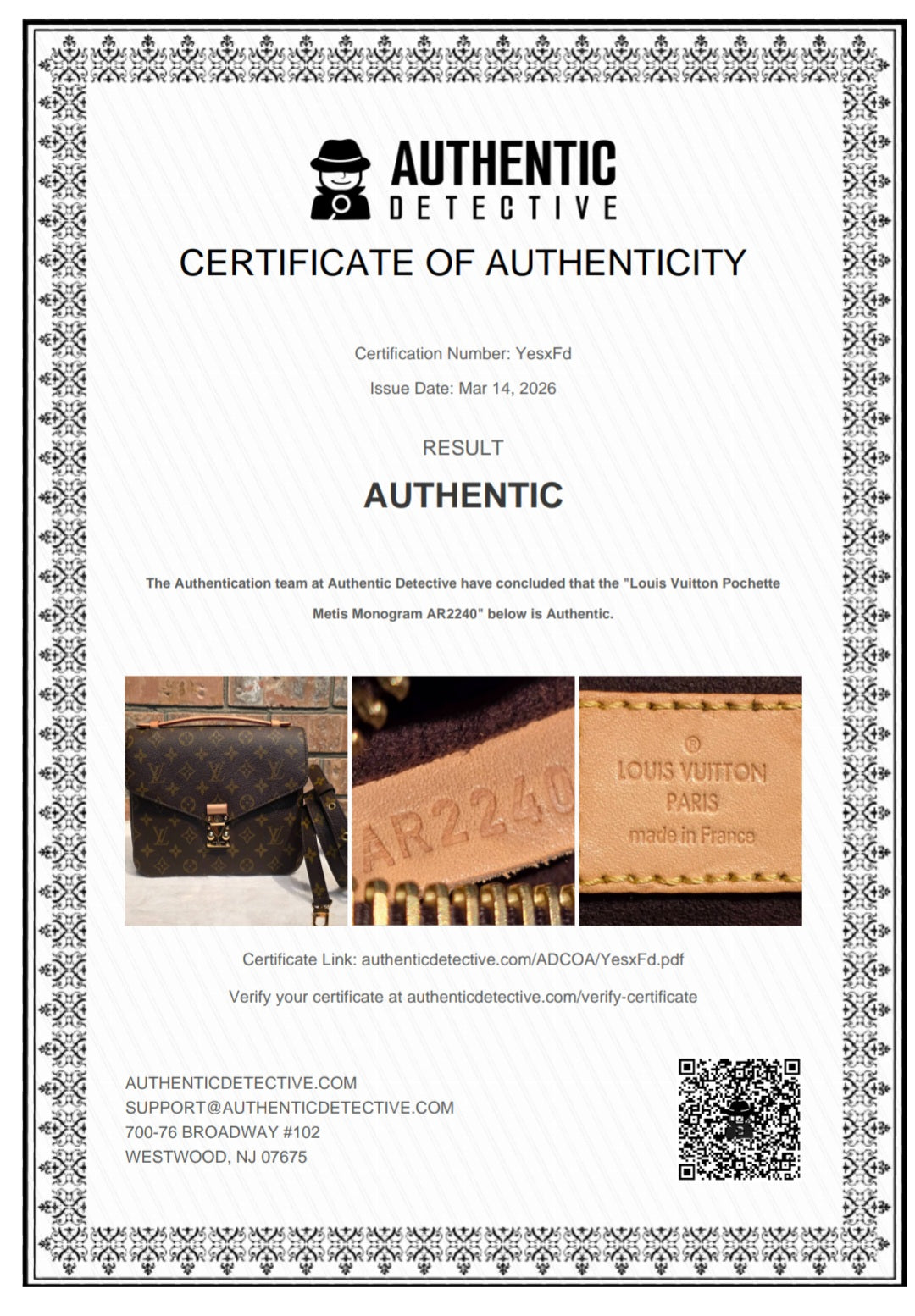 Authentic Louis Vuitton Pochette Metis Monogram
