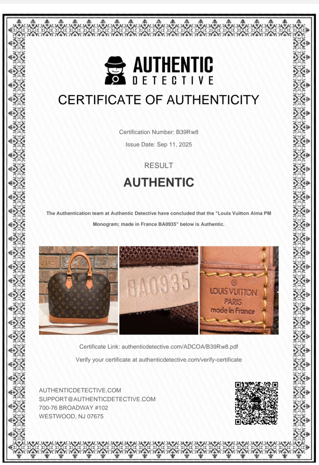 Authentic Louis Vuitton Alma PM Monogram (With Strap)