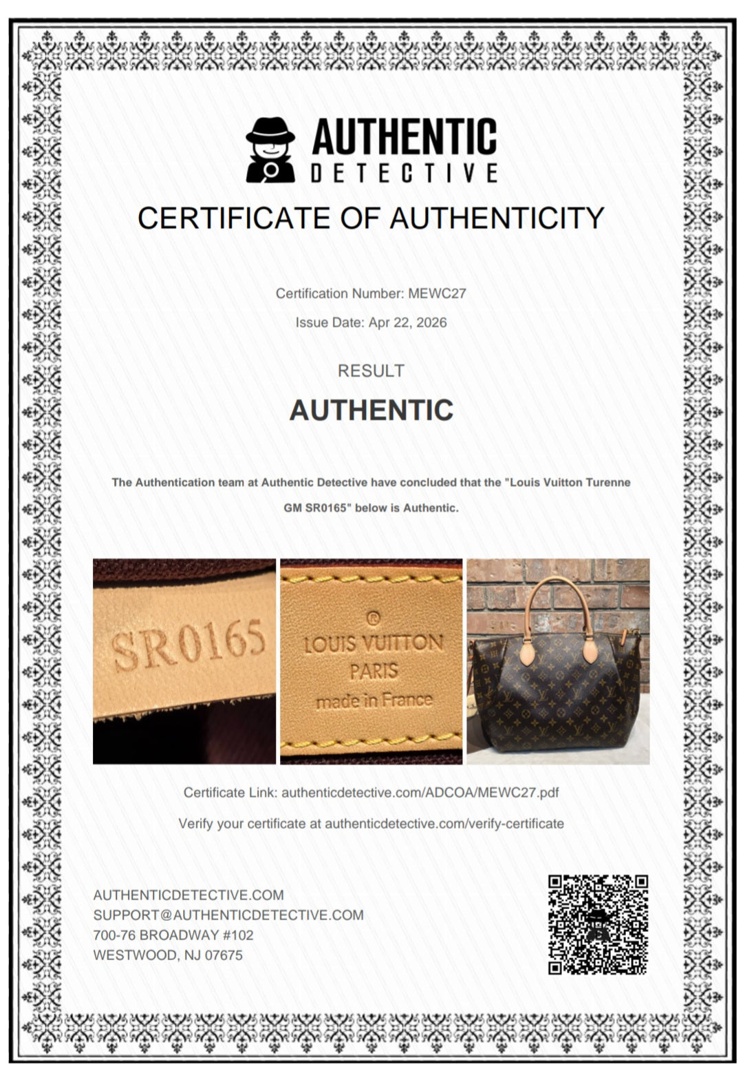Authentic Louis Vuitton Turenne GM