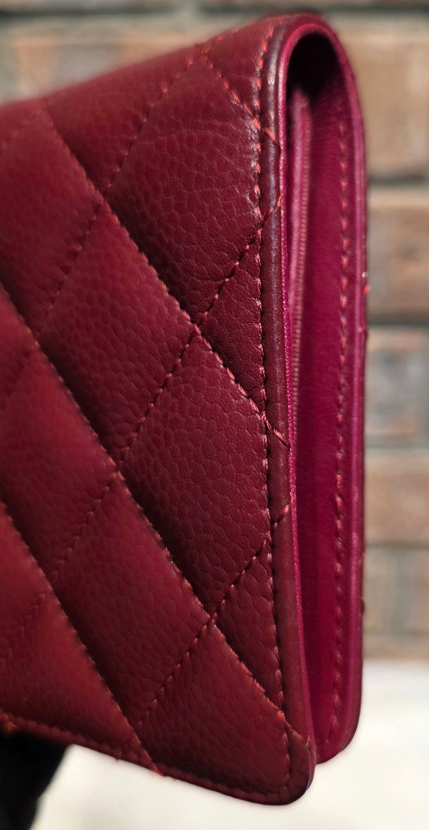Authentic Chanel Quilted Caviar Long Flat Wallet - Silver Hardware