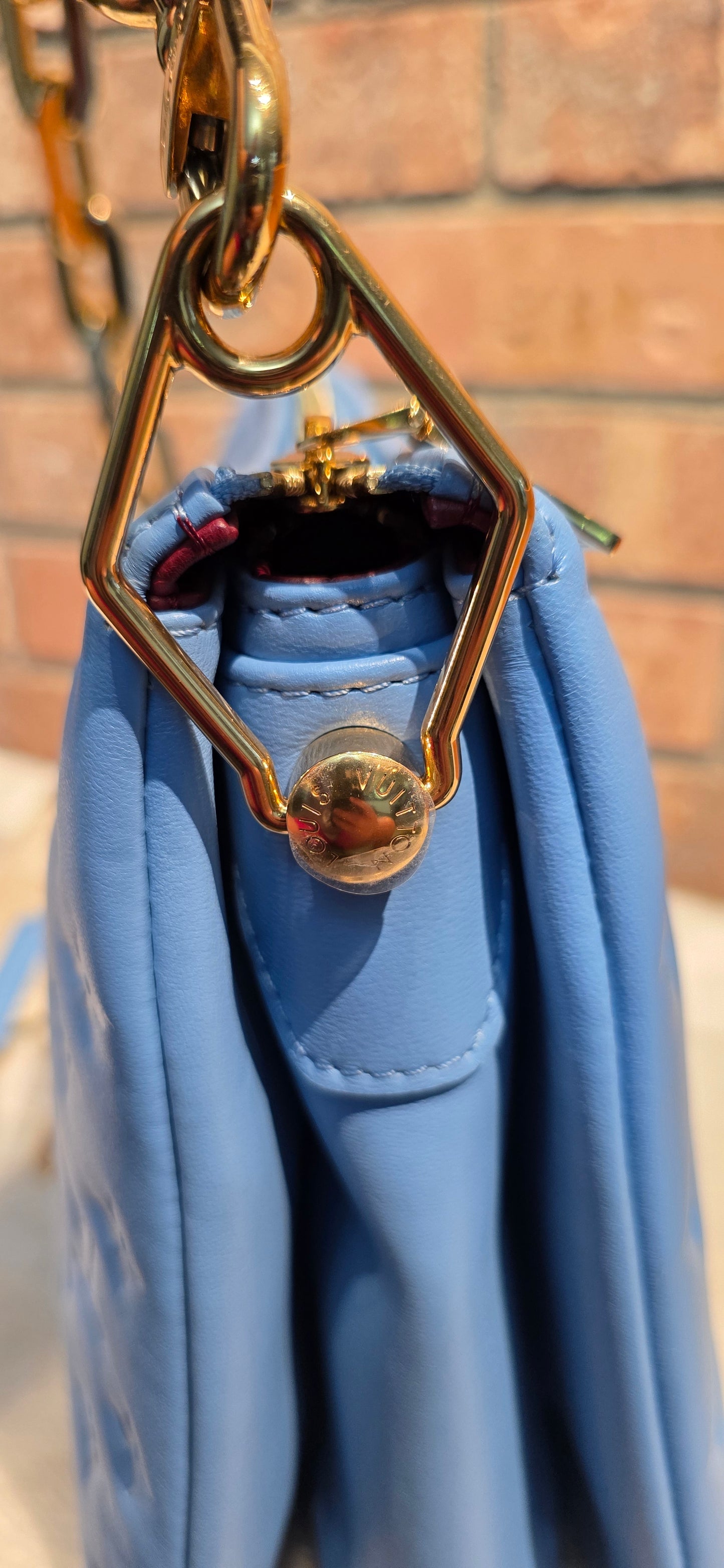 Authentic Louis Vuitton Coussin MM Embossed Monogram in Bleuet