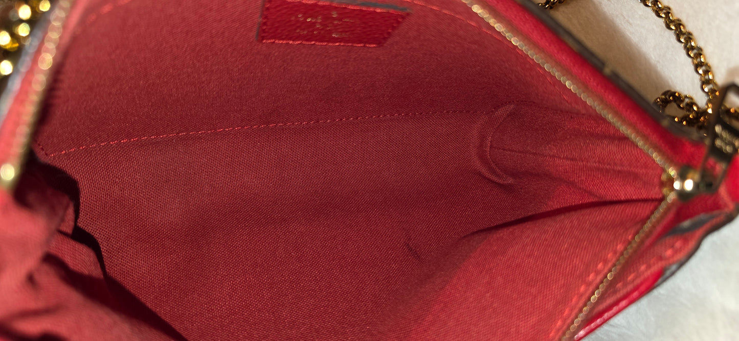 Authentic Louis Vuitton Pallas Clutch Red