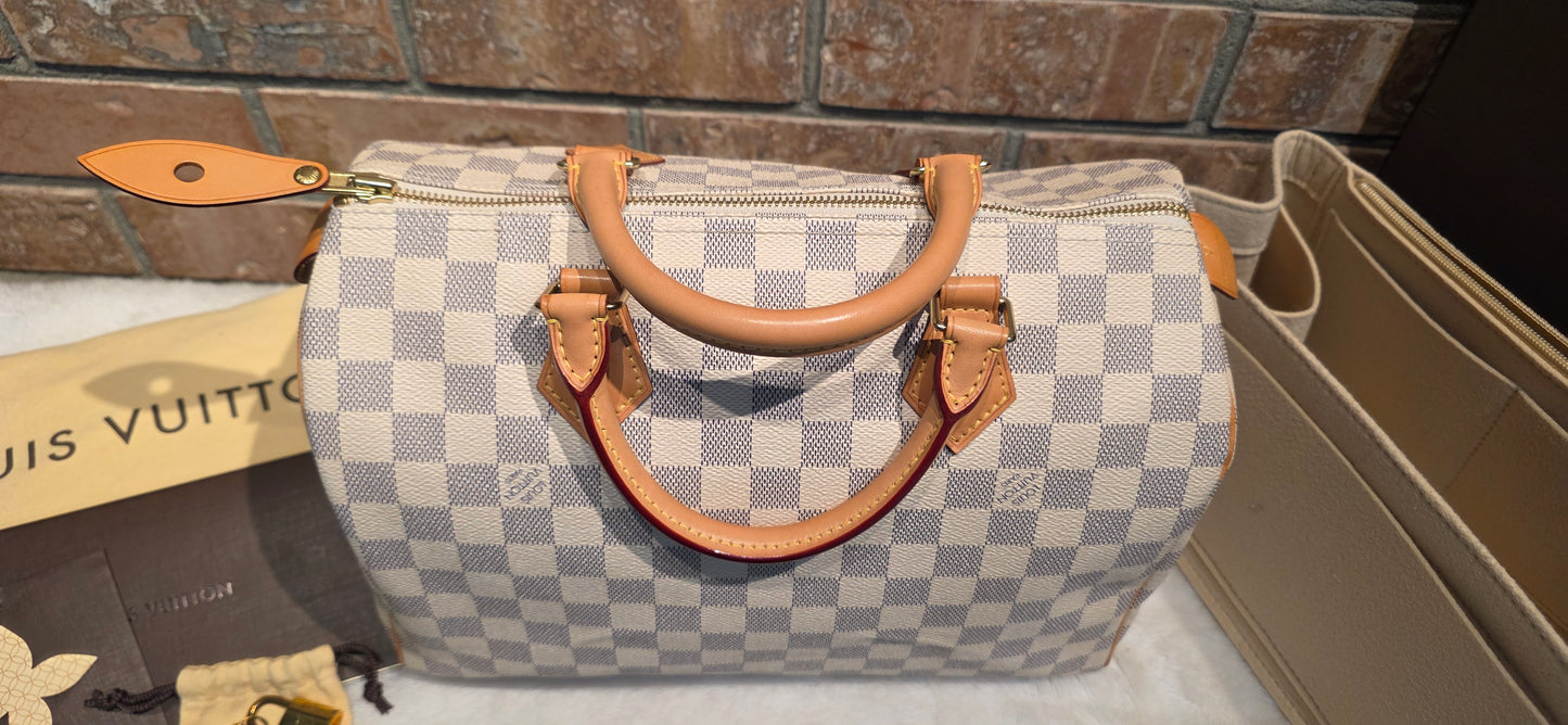 Authentic Louis Vuitton Speedy 30 Damier Azur