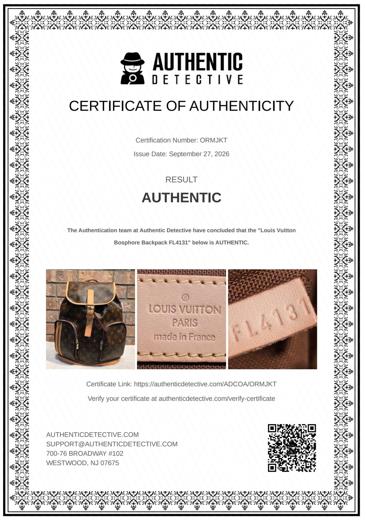 Authentic Louis Vuitton Bosphore Backpack
