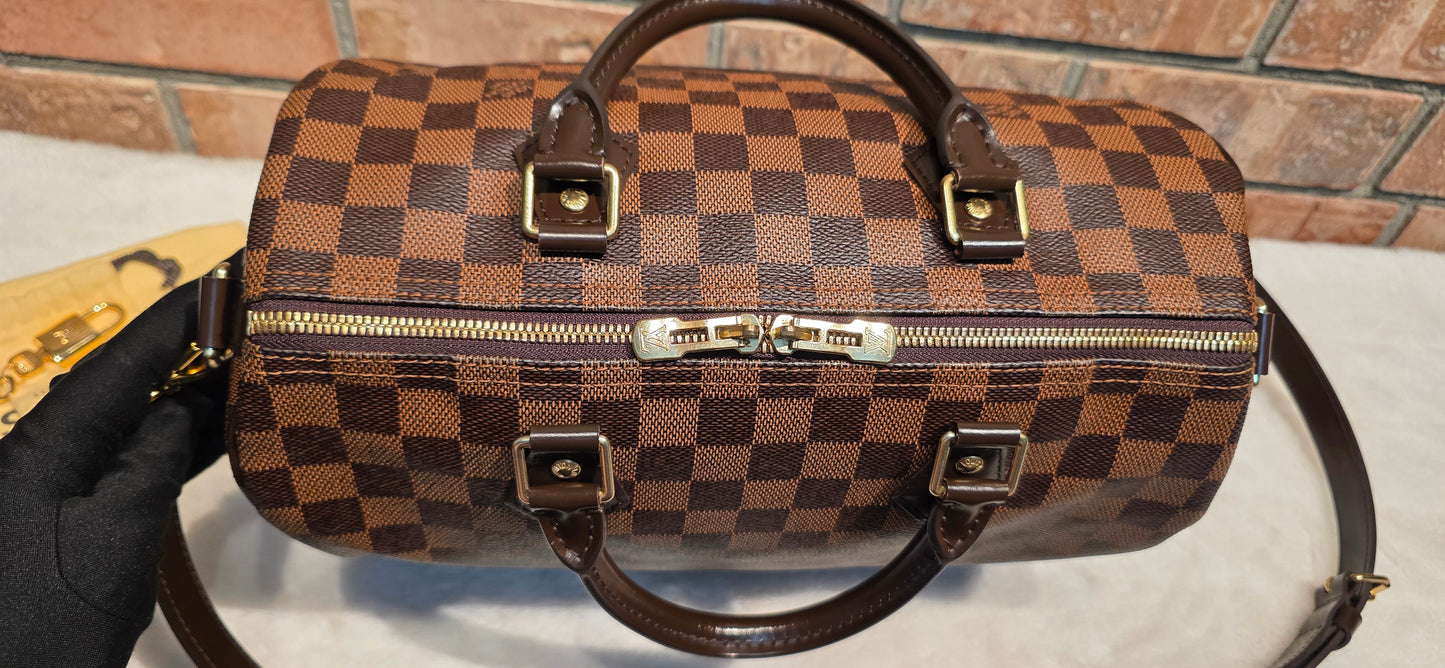 Authentic Louis Vuitton Speedy Bandouliere 30 Damier Ebene