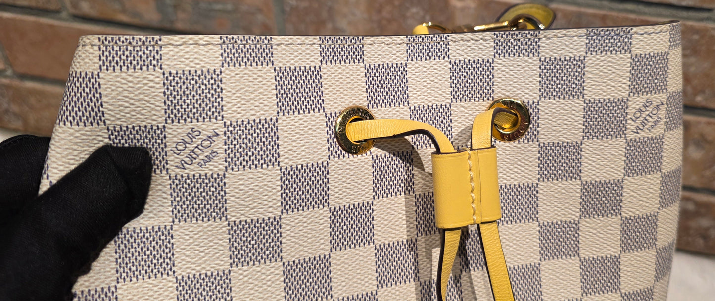 Authentic Louis Vuitton Neonoe MM Damier Azur in Pineapple