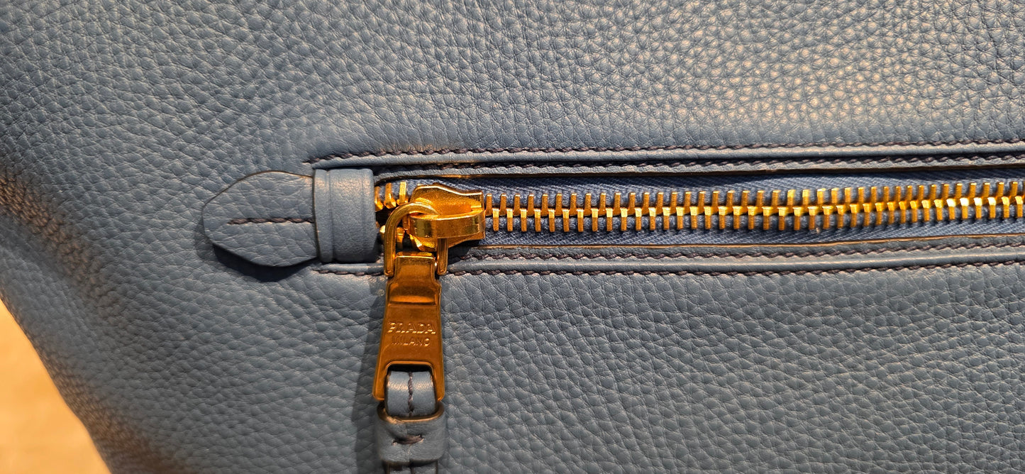 Authentic Prada Vitello Daino Leather Tote in Cobalt/Blue