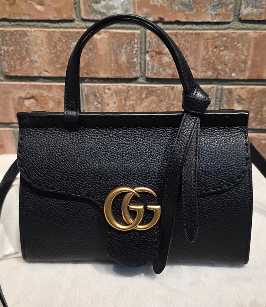 Authentic GG Marmont Top Handle Mini Black