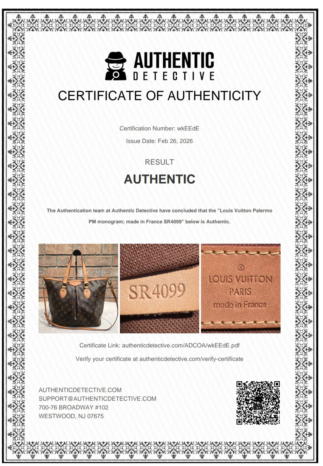 Authentic Louis Vuitton Palermo PM