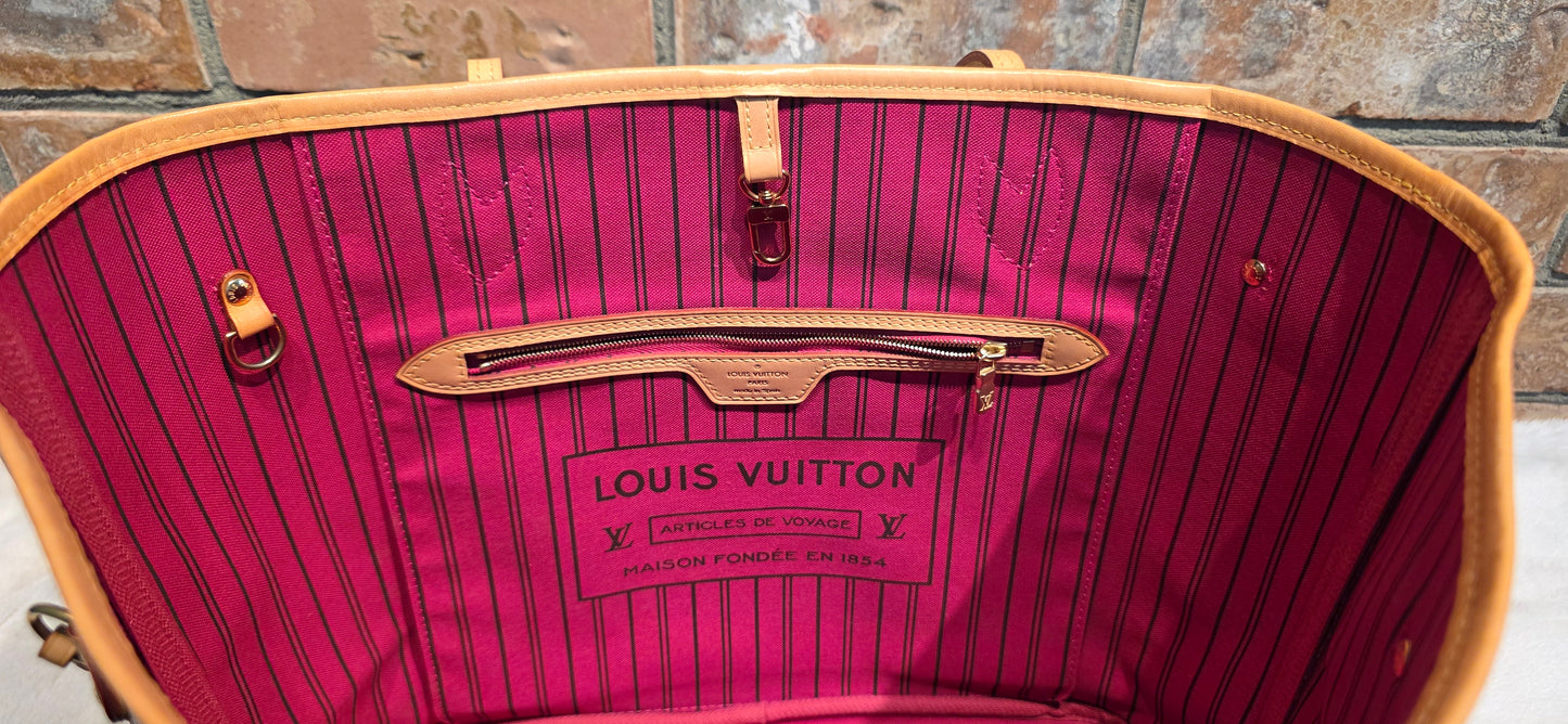 Authentic Louis Vuitton Neverfull MM (Pivoine Interior)