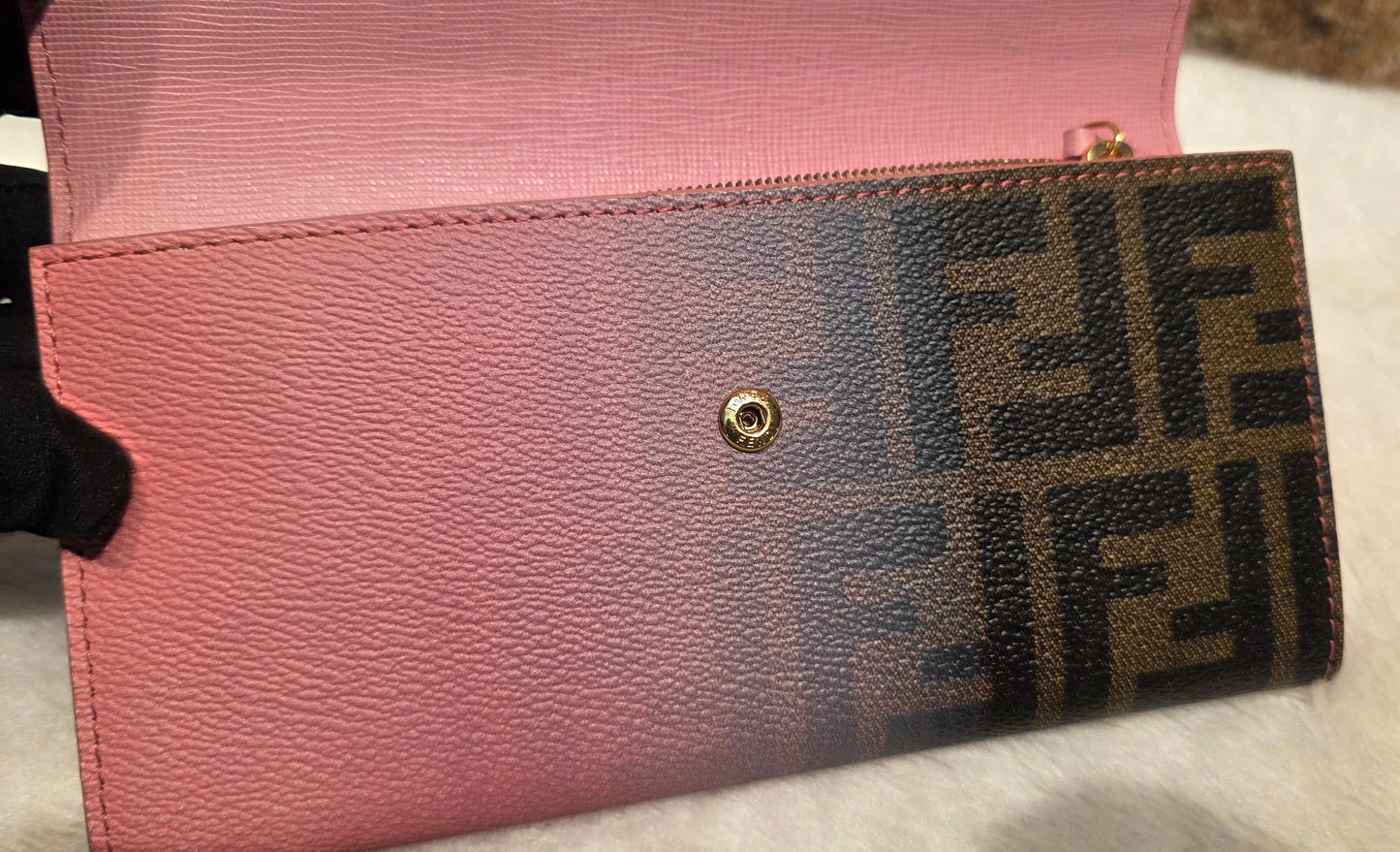 Authentic Fendi Pink OMBRE Zucca Long Wallet