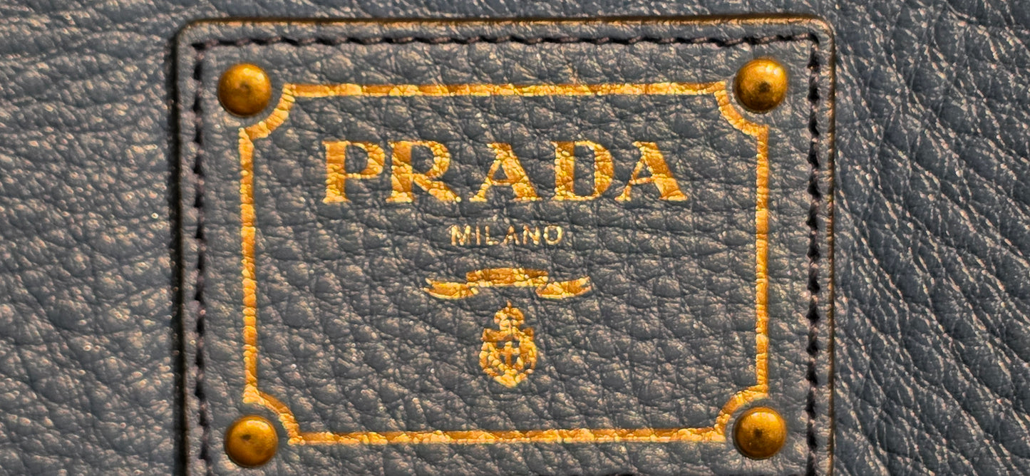 Authentic Prada Vitello Daino Leather Tote in Cobalt/Blue