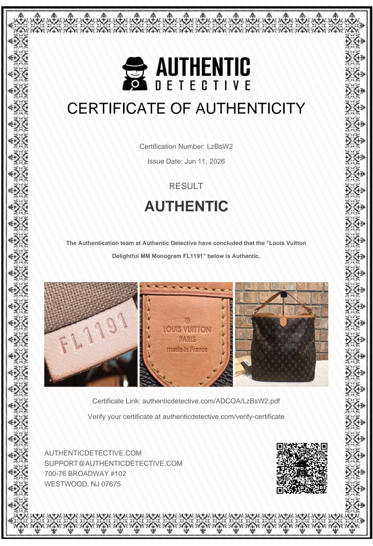 Authentic Louis Vuitton Delightful MM Monogram (FL1191)